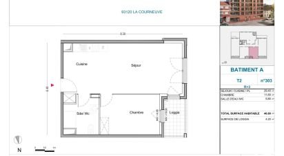 Appartement 2 pièces de 46 m² à La Courneuve (93120)