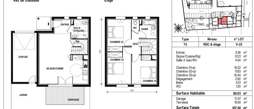 Duplex 4 rooms of 80 m² in Muret (31600)