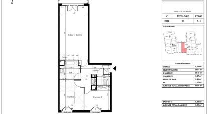 Appartement 3 pièces de 62 m² à Le Blanc-Mesnil (93150)
