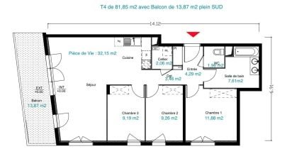 Apartment 4 rooms of 81 m² in Tourcoing (59200)