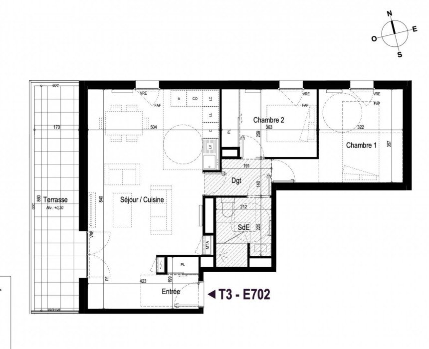 Appartement 3 pièces de 69 m² à Bordeaux (33100)