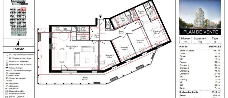 Appartement 5 pièces de 114 m² à Lille (59000)