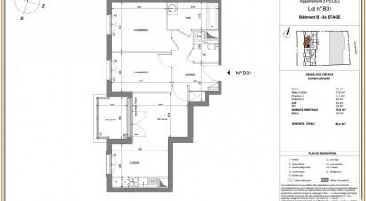 Appartement 3 pièces de 55 m² à Villeneuve-le-Roi (94290)