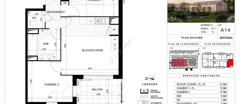 Appartement 3 pièces de 57 m² à La Crau (83260)