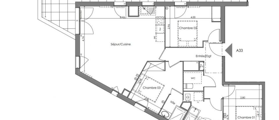Appartement 4 pièces de 89 m² à Saint-Médard-en-Jalles (33160)