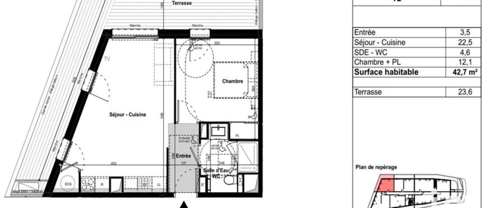 Appartement 2 pièces de 43 m² à Le Grau-du-Roi (30240)