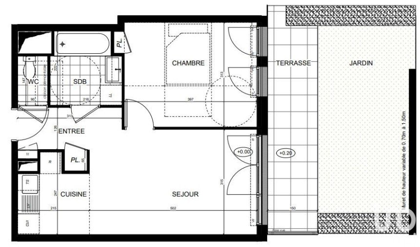 Appartement 2 pièces de 42 m² à Brunoy (91800)