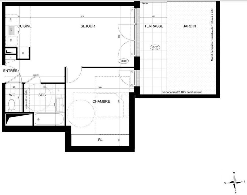Appartement 2 pièces de 48 m² à Brunoy (91800)