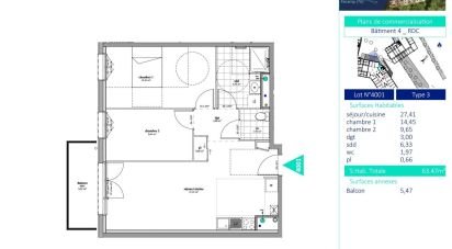 Appartement 3 pièces de 63 m² à Fécamp (76400)