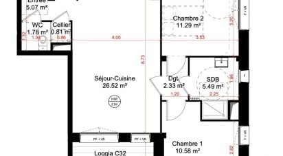 Appartement 3 pièces de 63 m² à Angers (49000)