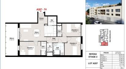 Appartement 4 pièces de 84 m² à Reims (51100)