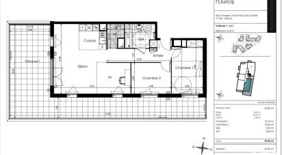 Appartement 3 pièces de 75 m² à Meaux (77100)