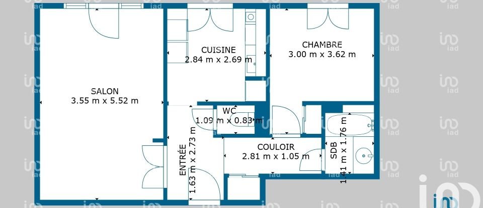 Appartement 2 pièces de 50 m² à Grenoble (38000)