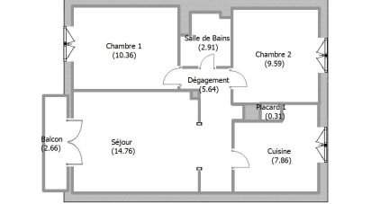 Appartement 3 pièces de 52 m² à Bourg-lès-Valence (26500)