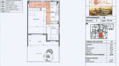 Appartement 2 pièces de 63 m² à LE CAP D'AGDE (34300)