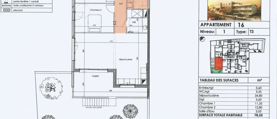 Appartement 3 pièces de 78 m² à LE CAP D'AGDE (34300)