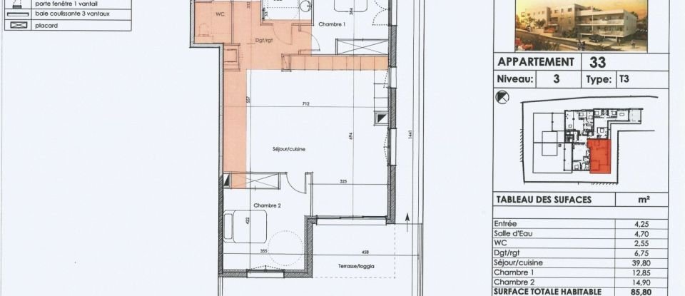 Appartement 3 pièces de 85 m² à LE CAP D'AGDE (34300)