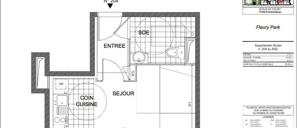 Apartment 1 room of 23 sq m in Fontainebleau (77300)