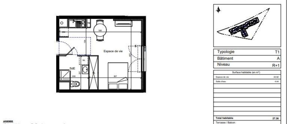 Apartment 1 room of 27 sq m in Bois-d'Arcy (78390)