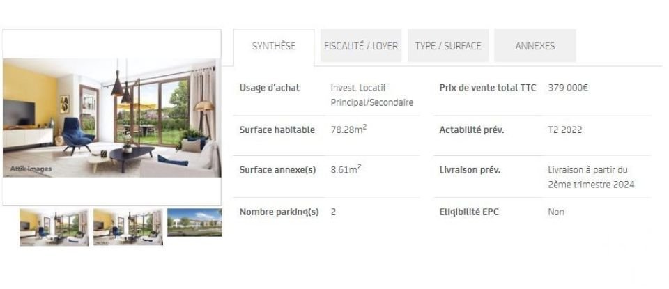 Apartment 4 rooms of 78 m² in Bois-d'Arcy (78390)