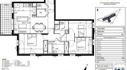 Apartment 4 rooms of 78 m² in Bois-d'Arcy (78390)