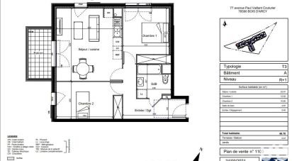 Apartment 3 rooms of 60 m² in Bois-d'Arcy (78390)