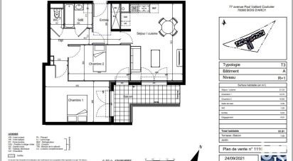 Apartment 3 rooms of 61 m² in Bois-d'Arcy (78390)