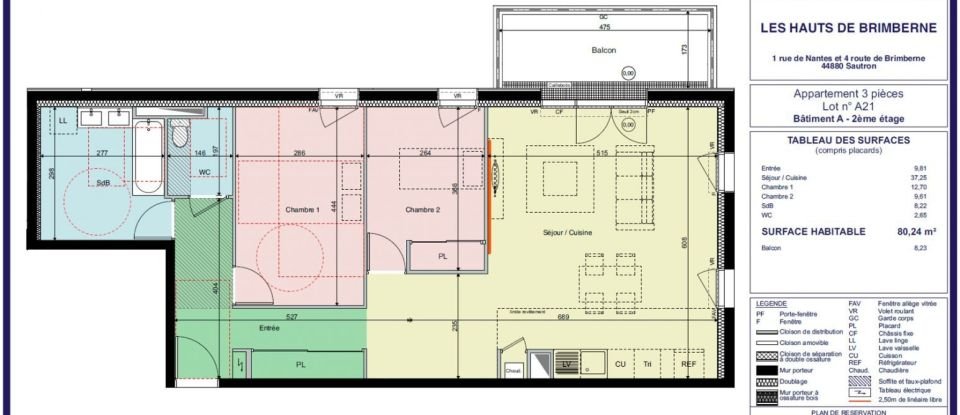 Appartement 3 pièces de 80 m² à Sautron (44880)
