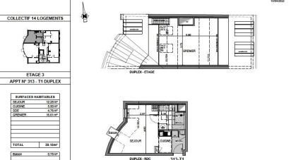 Duplex 2 pièces de 40 m² à Rennes (35000)