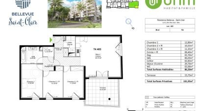 Appartement 4 pièces de 86 m² à Sète (34200)