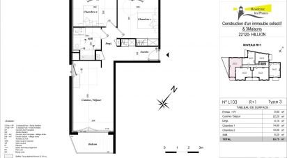 Appartement 3 pièces de 63 m² à Hillion (22120)
