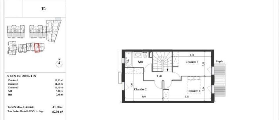 Appartement 4 pièces de 87 m² à Mauguio (34130)
