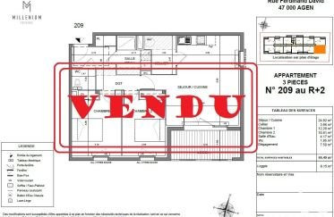 Appartement 3 pièces de 65 m² à Agen (47000)