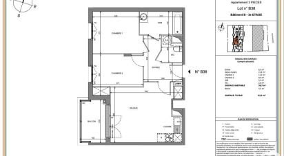 Appartement 3 pièces de 56 m² à Villeneuve-le-Roi (94290)