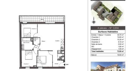 Appartement 4 pièces de 74 m² à Massy (91300)