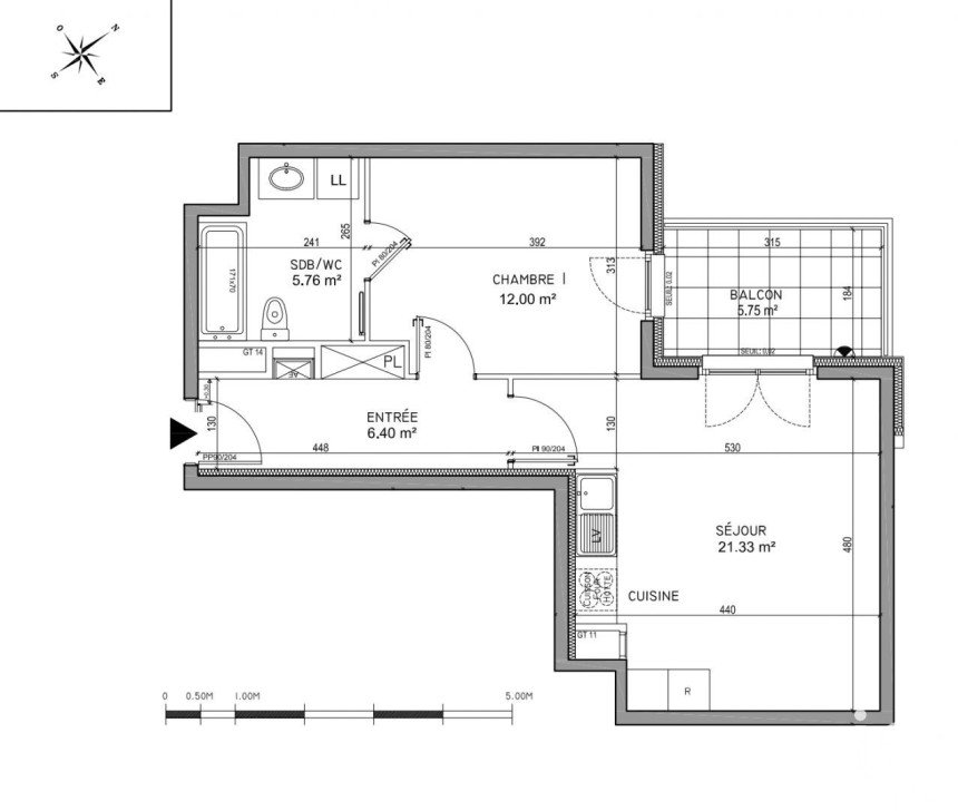 Apartment 2 rooms of 45 m² in Oberhausbergen (67205)