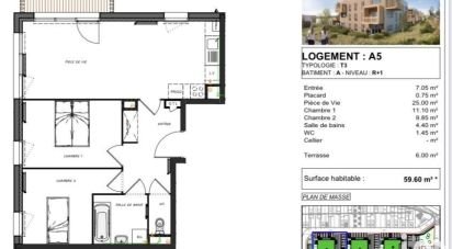Appartement 3 pièces de 59 m² à Rinxent (62720)