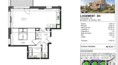 Appartement 2 pièces de 48 m² à Rinxent (62720)