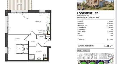 Appartement 2 pièces de 44 m² à Rinxent (62720)