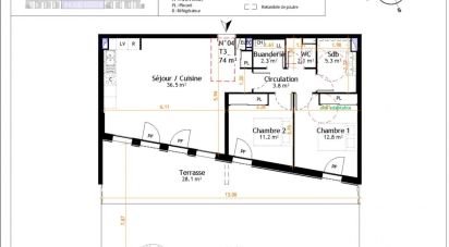 Appartement 3 pièces de 74 m² à Belley (01300)