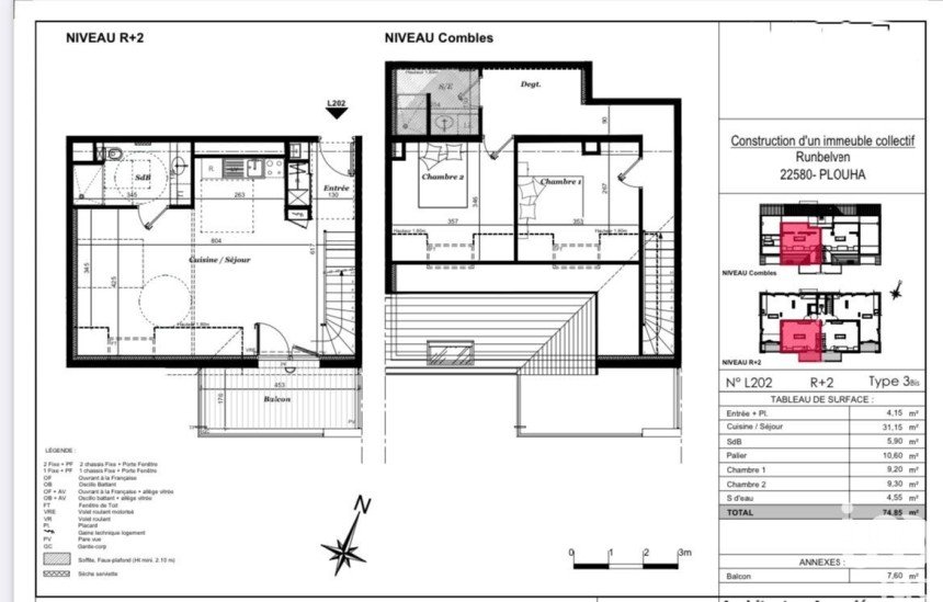 Apartment 3 rooms of 74 m² in Plouha (22580)