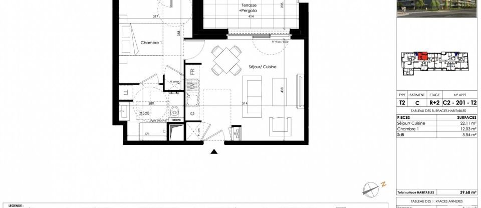 Appartement 2 pièces de 40 m² à Annemasse (74100)