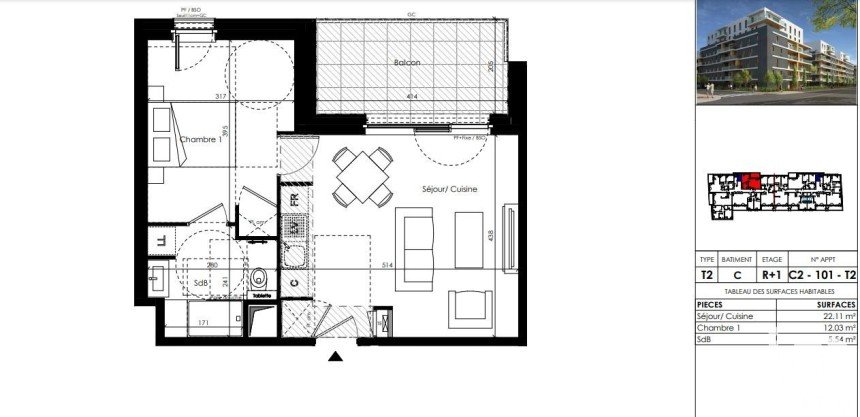 Apartment 2 rooms of 39 m² in Annemasse (74100)