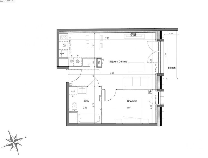 Apartment 2 rooms of 44 m² in Sainte-Geneviève-des-Bois (91700)