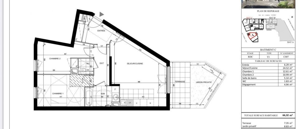 Appartement 3 pièces de 64 m² à Houilles (78800)