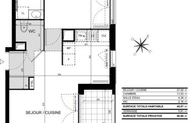 Appartement 2 pièces de 45 m² à Chevilly-Larue (94550)