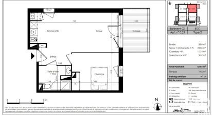 Appartement 2 pièces de 42 m² à Le Taillan-Médoc (33320)