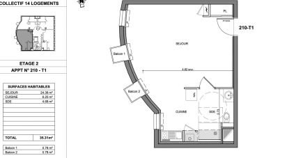 Appartement 1 pièce de 35 m² à Rennes (35000)