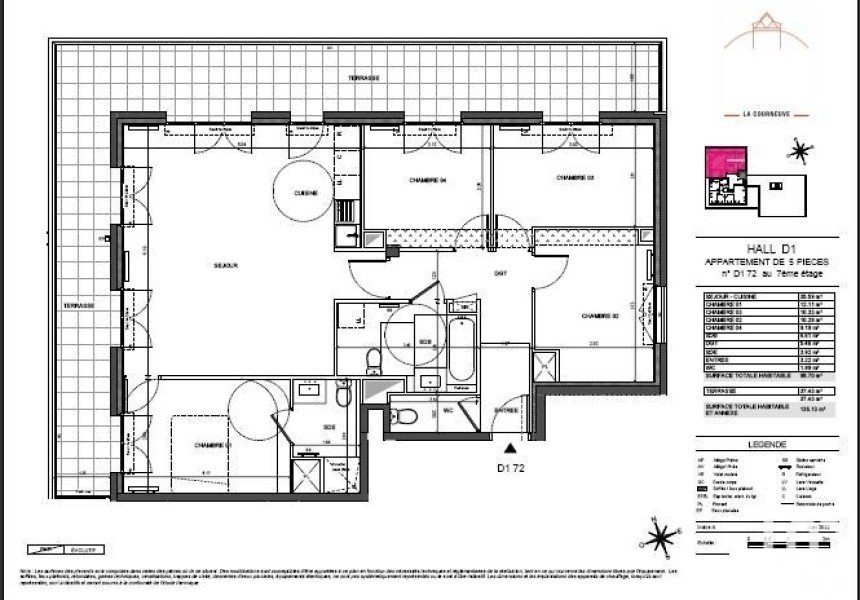 Apartment 5 rooms of 98 m² in La Courneuve (93120)