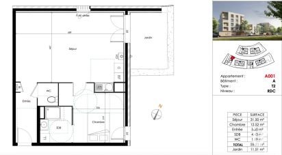 Appartement 2 pièces de 55 m² à Brignais (69530)